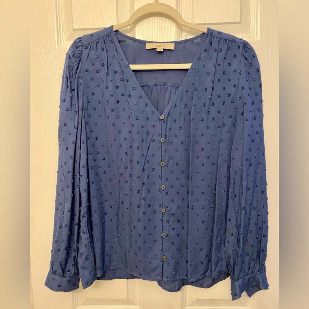 LOFT Blue Blouse Small